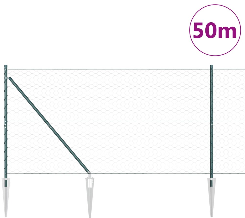 Cerca Hexagonal Verde 1.4x50 m Aço