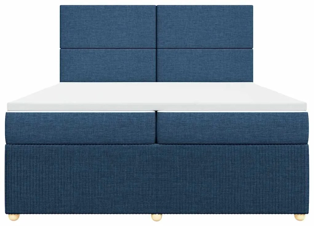 Cama com molas/colchão 200x200 cm tecido azul