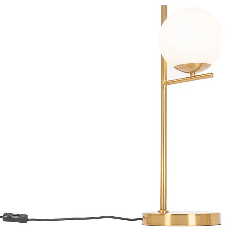 Candeeiro de mesa Art Deco dourado e vidro opala - Flore Design
