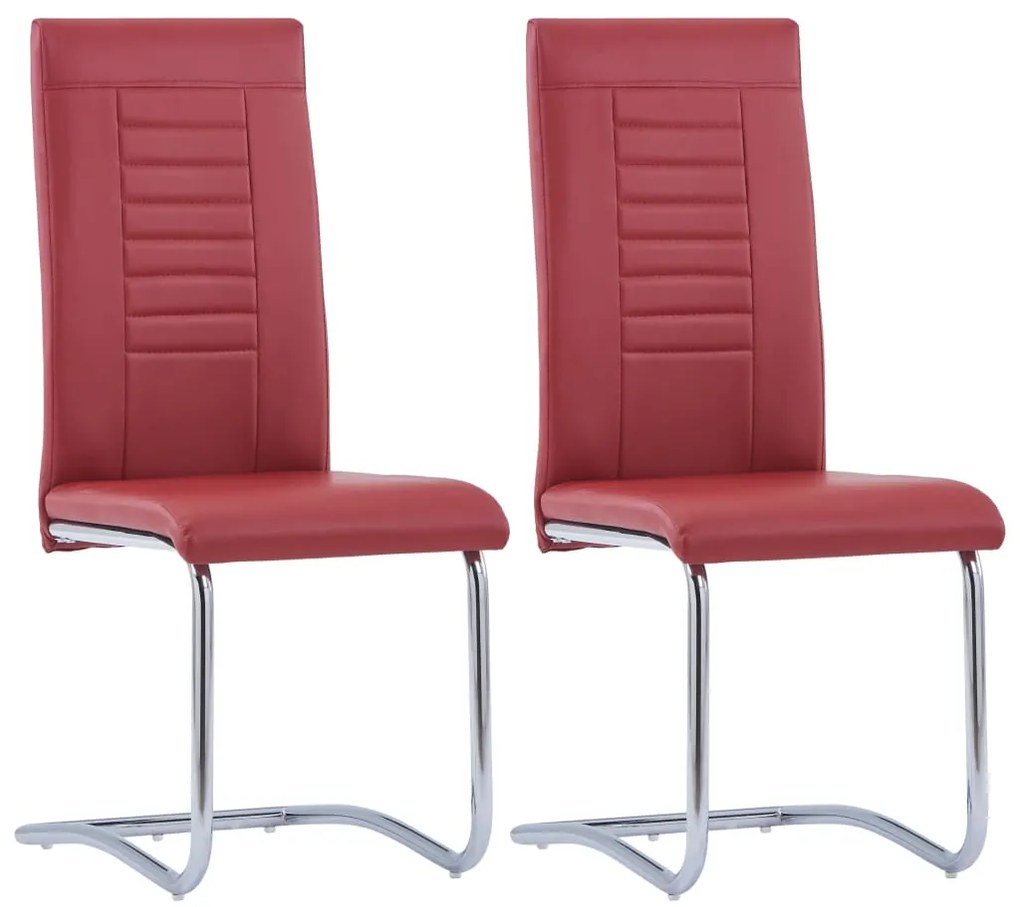 vidaXL Cadeiras de jantar cantilever 2 pcs couro artificial vermelho