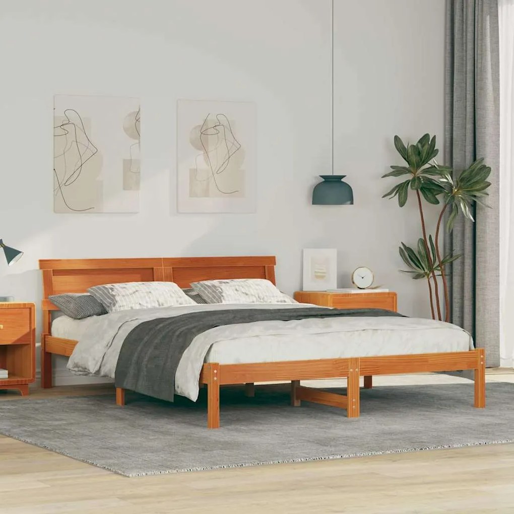 vidaXL Estrutura da Cama Castanho-mel 140 x 200 cm Madeira de Pinheiro
