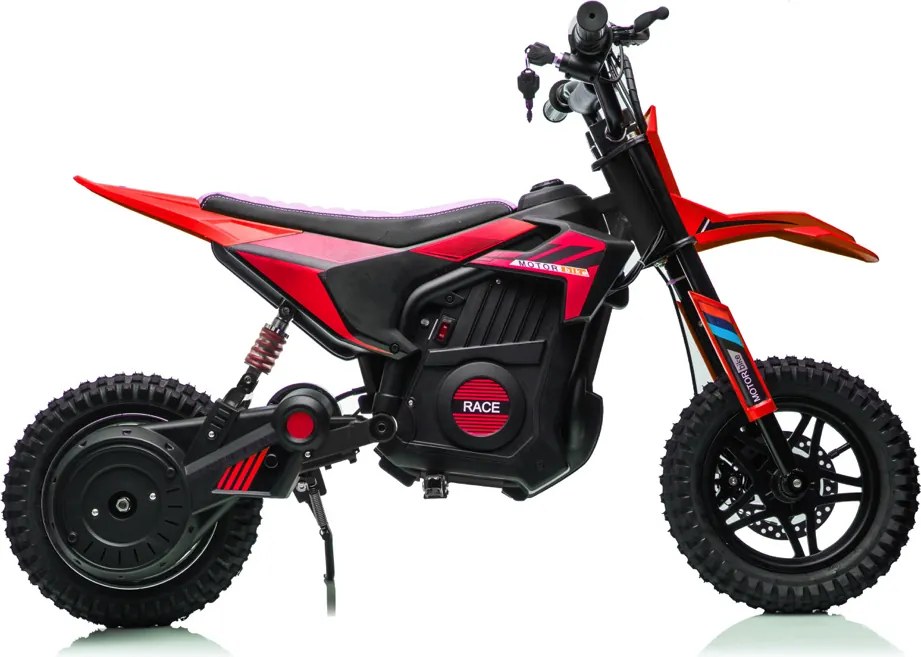 Moto elétrica infantil 24 volts e 250 watts com motor cruzado Vermelho/Preto
