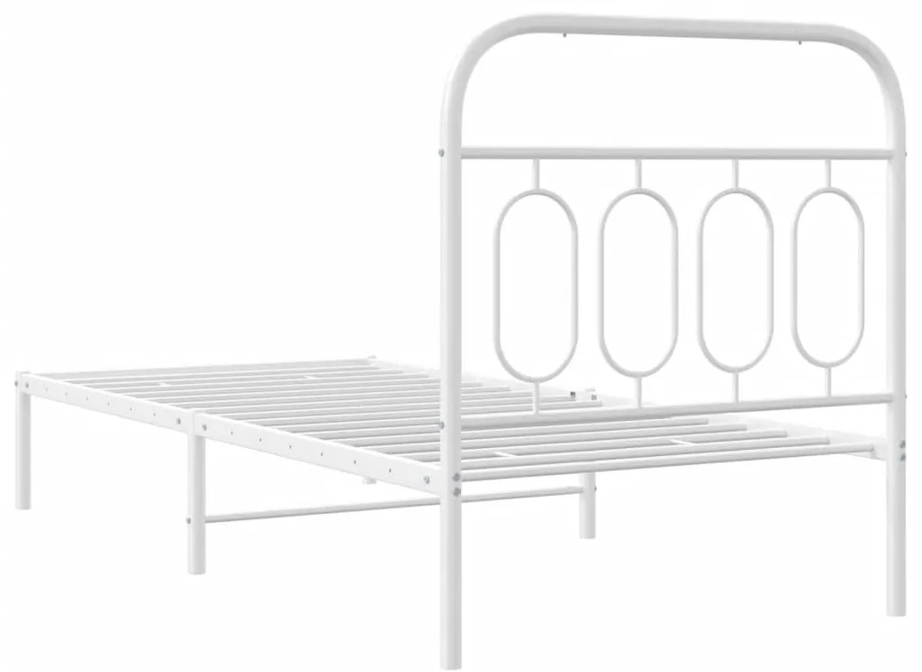 Estrutura de cama com cabeceira 90x190 cm metal branco