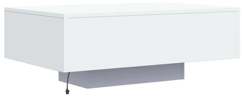 Mesa de centro com luzes LED 85x55x31 cm branco