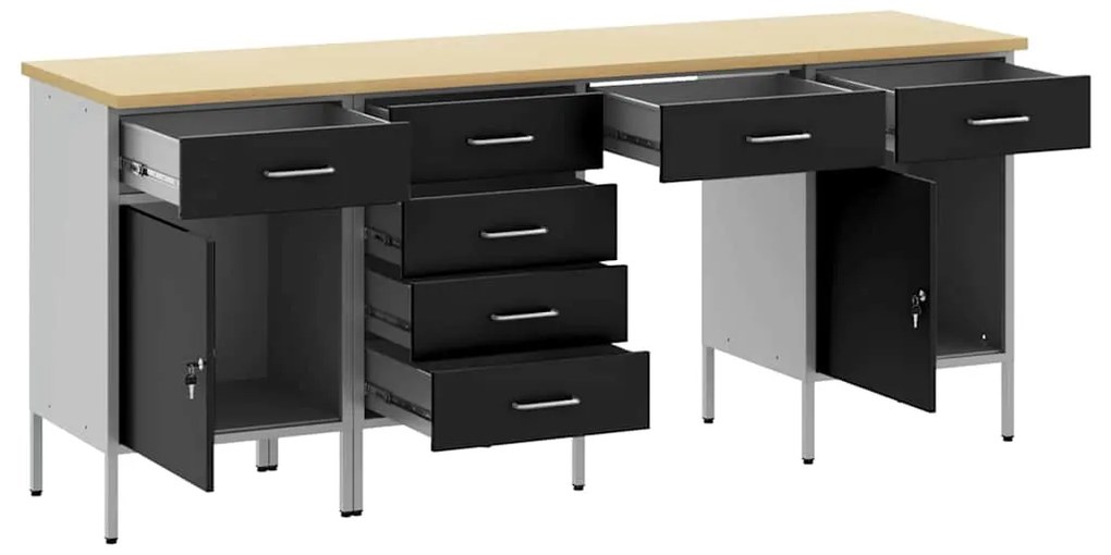 Conjunto de Mesa e Armário de Trabalho VidaXL 4 Peças Preto em Madeira