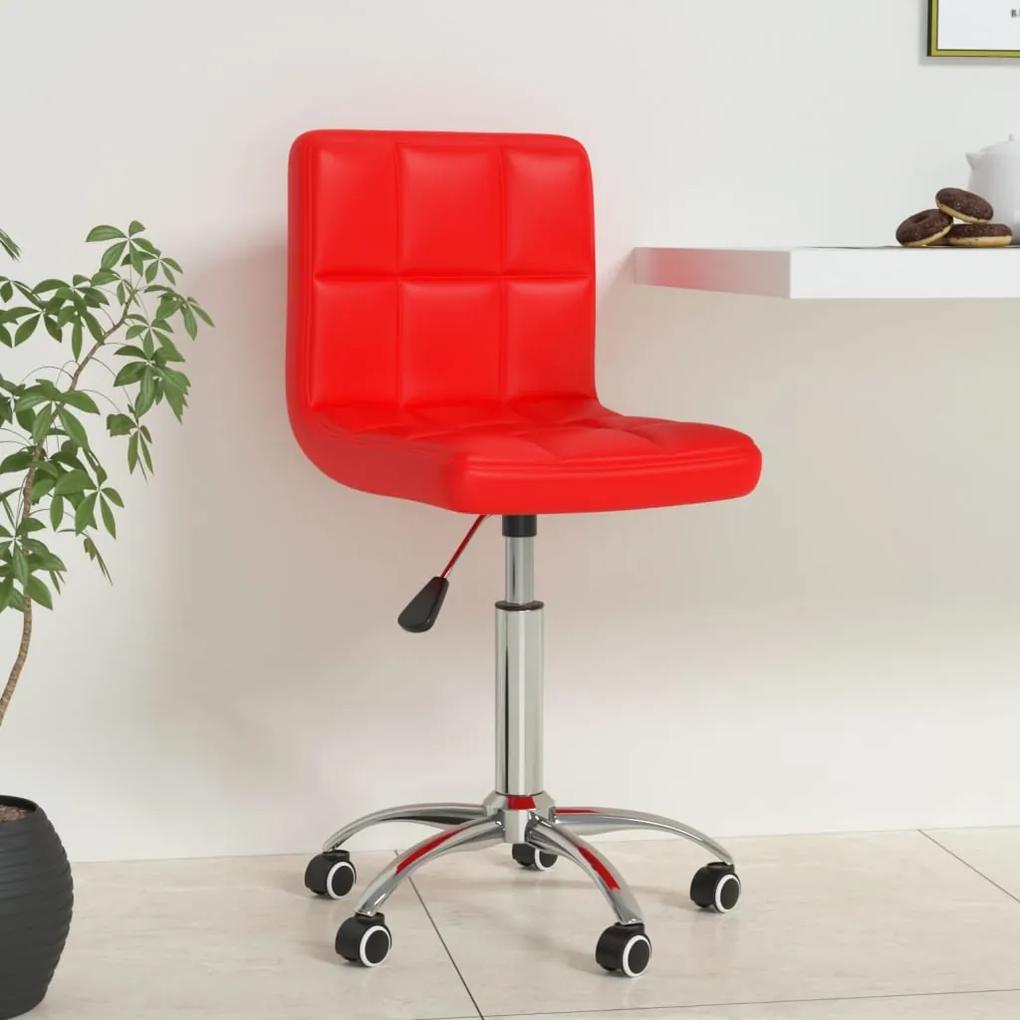 334335 vidaXL Cadeira de escritório giratória couro artificial vermelho