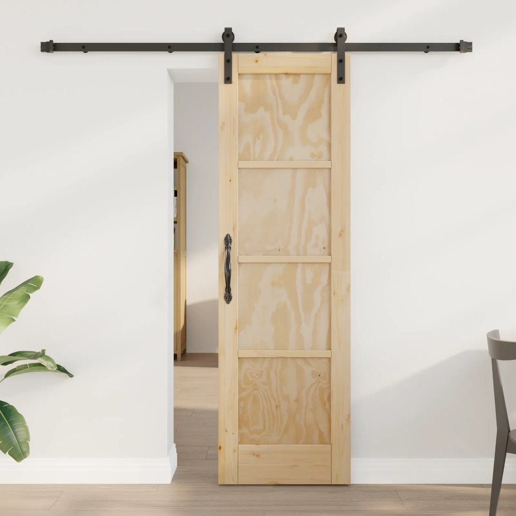 Porta Deslizante vidaXL com Kit de Ferragens 61x198,5 cm Madeira Sólida de Pinus