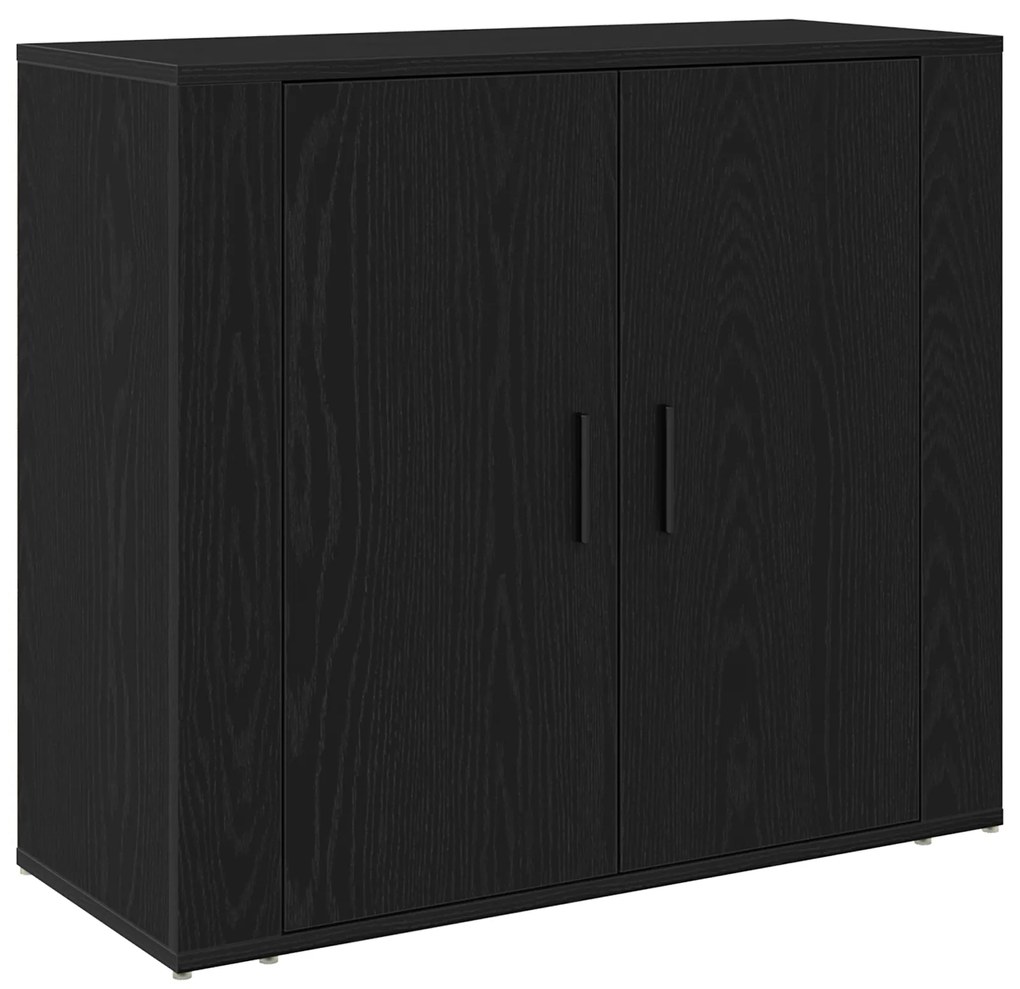 Highboard Preto Carvalho 80x33x150 cm Madeira de engenharia