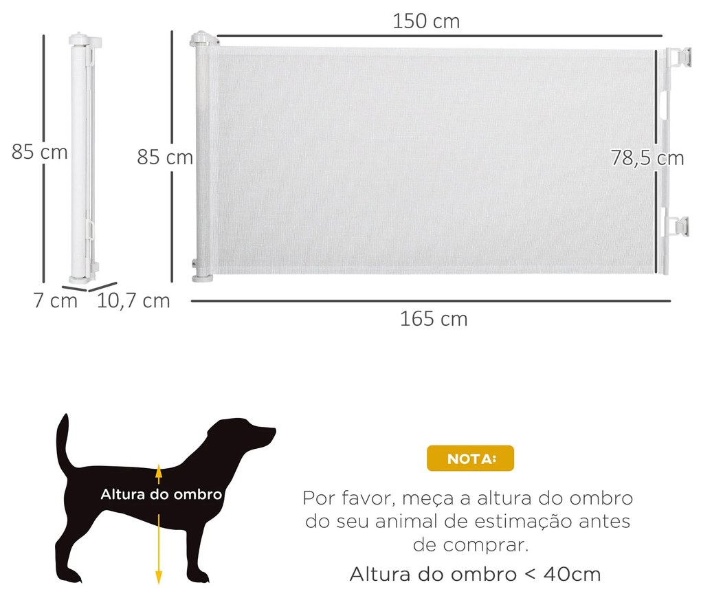 PawHut Barreira de Segurança para Cães Extensível 0-150cm Porta de Pro