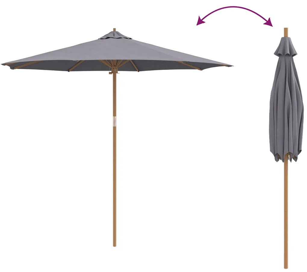 Guarda-sol de Jardim - Cinza Escuro, 270x260 cm, Bambu