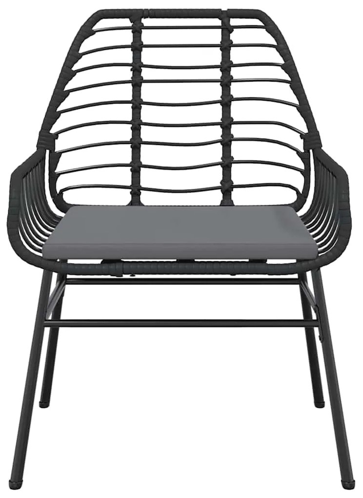 Conjunto de jantar jardim 7 peças almofadas vidro vime PE preto
