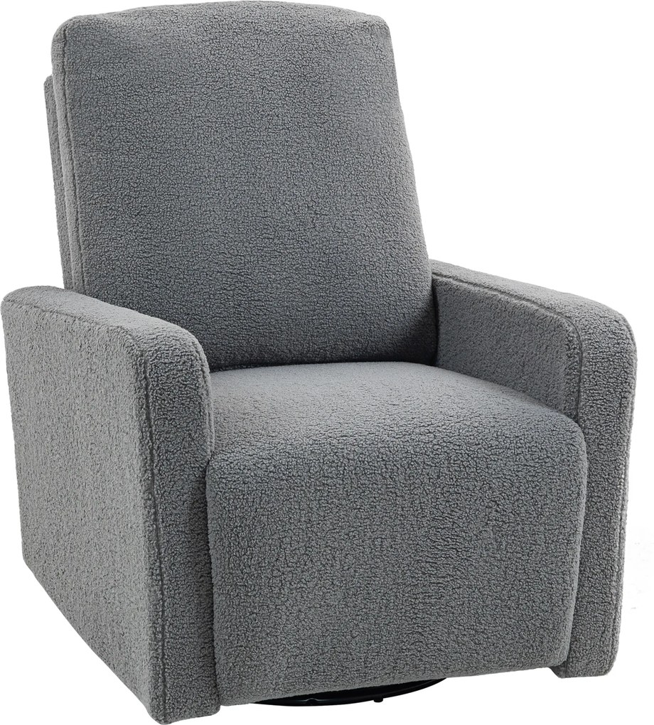 Poltrona Relax Reclinável Manual Poltrona Relax de Borreguito com Função de Baloiço 360° Reclinável até 135º 76x94x100 cm Cinza