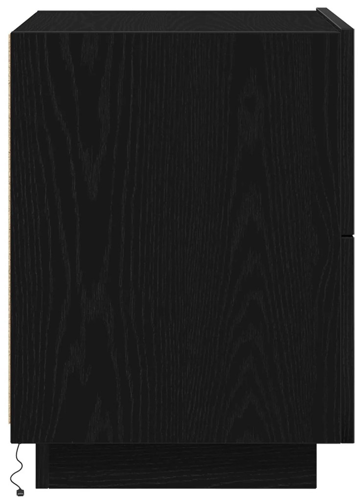 Cômodas de Cabeceira com Luzes LED 2 pcs Carvalho Preto 45x40x55 cm