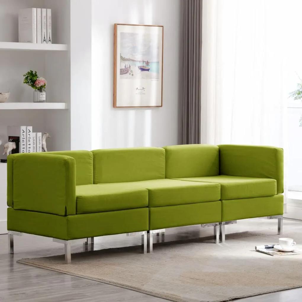 3052724 vidaXL 3 pcs conjunto de sofás tecido verde