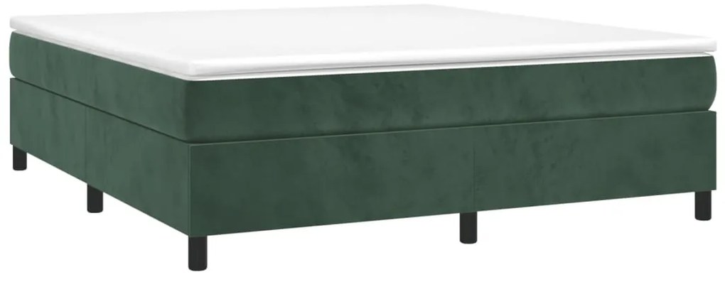 Cama com molas/colchão 160x200 cm veludo verde-escuro