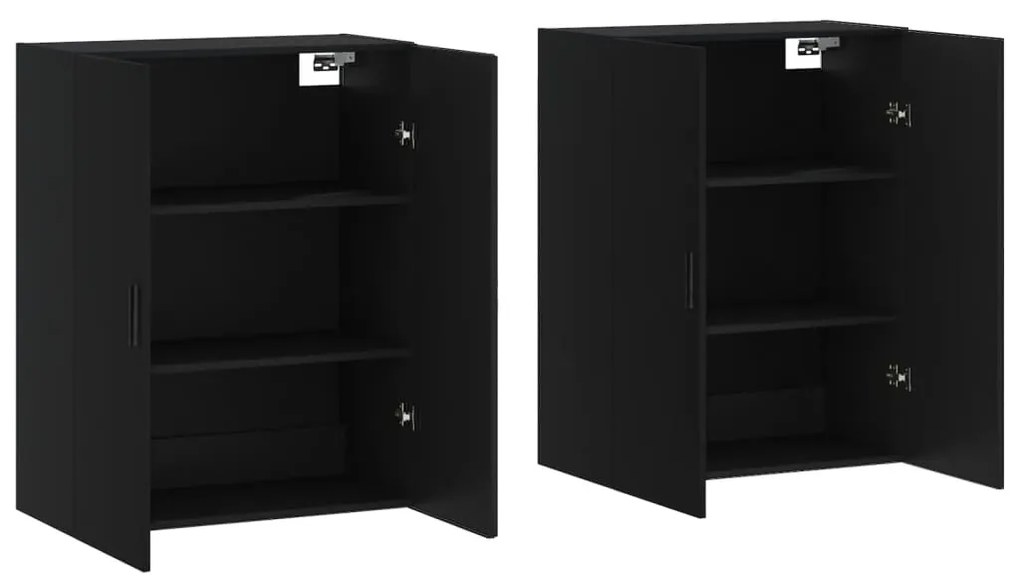 Armários de parede 2 pcs 69,5x34x90 cm preto