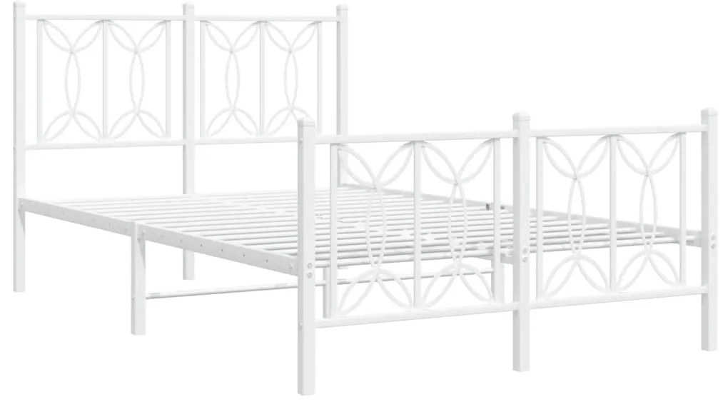 Estrutura de cama com cabeceira e pés 120x200 cm metal branco