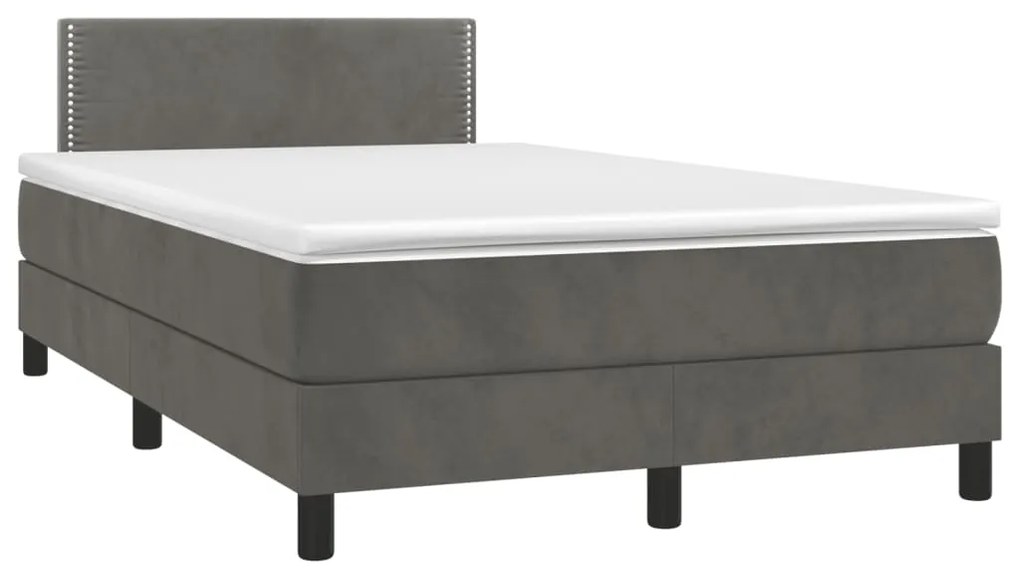 vidaXL Cama box spring colchão LED 120x190cm couro artif. cinza-escuro