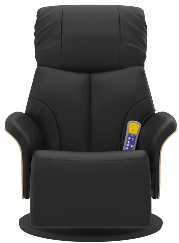 Cadeira massagens reclinável c/apoio pés couro artificial preto