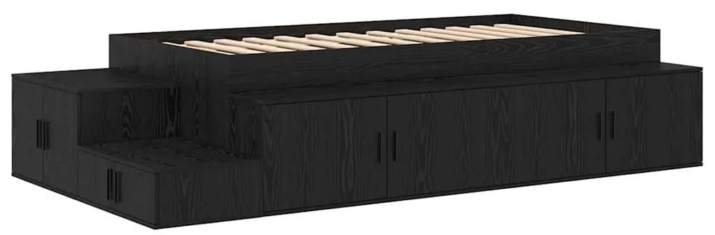 Estrutura de Cama de Armazenamento Carvalho Preto 80x200 cm