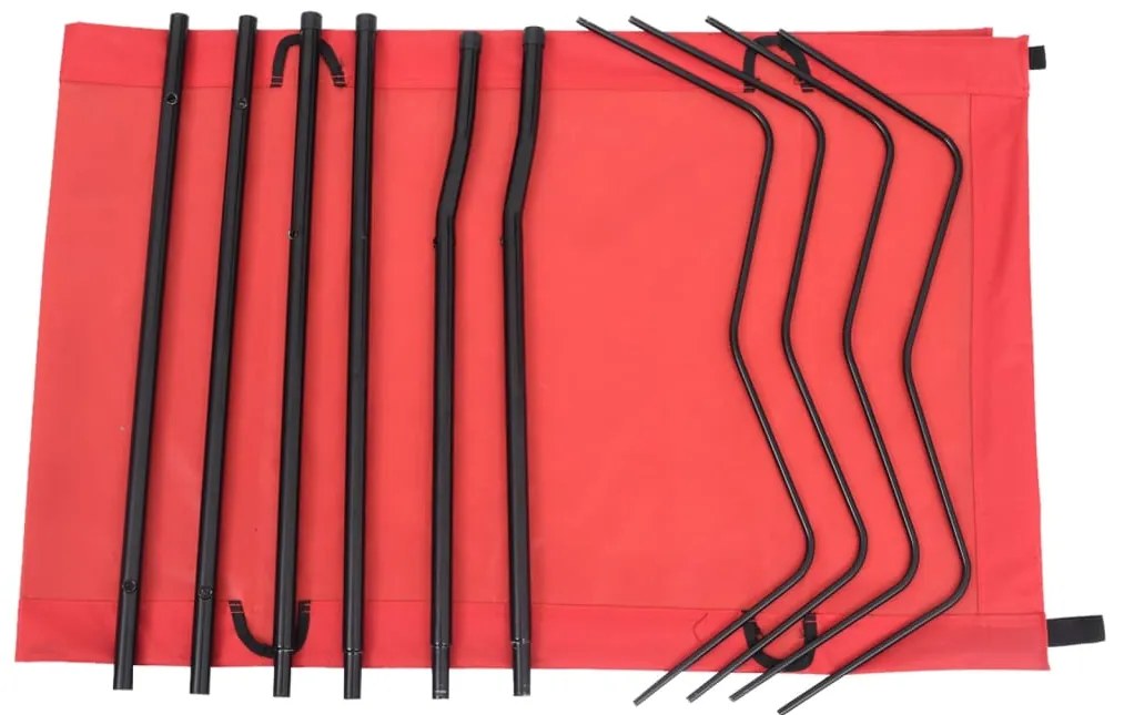 Cama de campismo 180x60x19 cm tecido oxford e aço vermelho