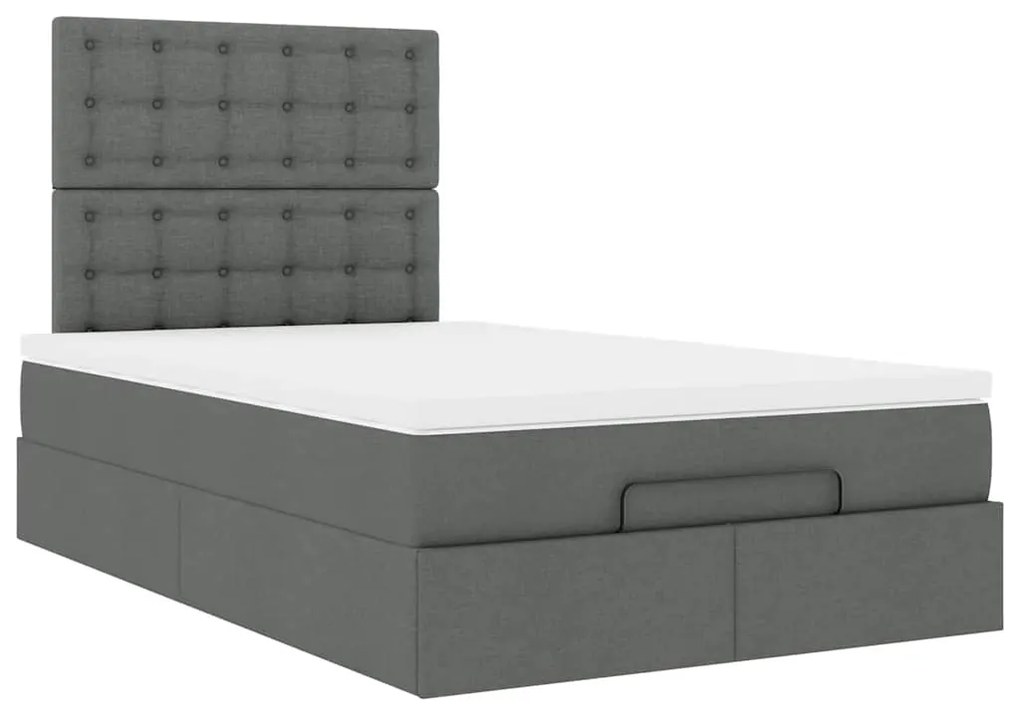 Estrutura cama otomana colchão 120x200cm tecido cinzento escuro
