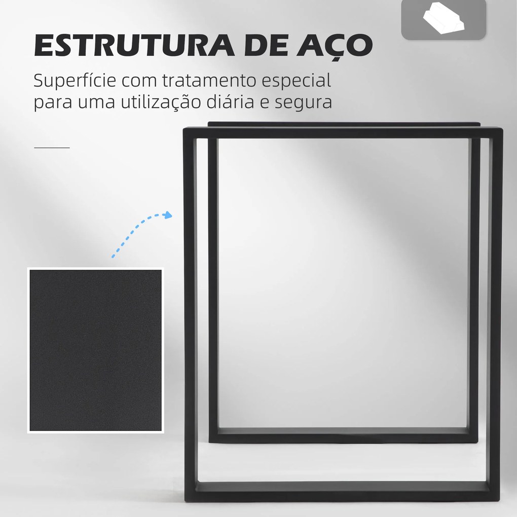 Conjunto de 2 Pés para Mesa de Aço 60x72 cm (TAMPO NÃO INCLUIDO) Pernas Quadradas de Mesa para Móveis de Bricolage Preto