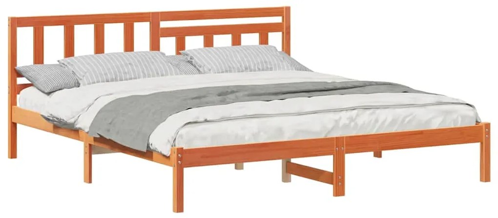 Estrutura da Cama com cabeceira Castanho-mel 180 x 200 cm