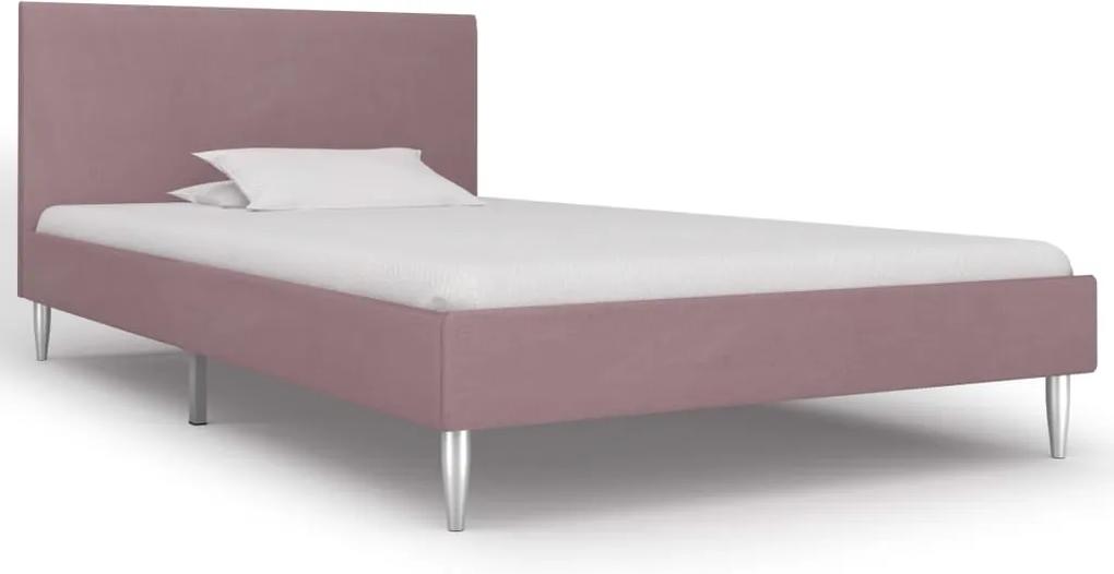 Estrutura de cama 90x200 cm tecido cor-de-rosa
