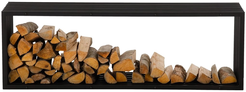 Suporte para lenha Irving em aço inoxidável 50 x 150 x 40 cm Preto