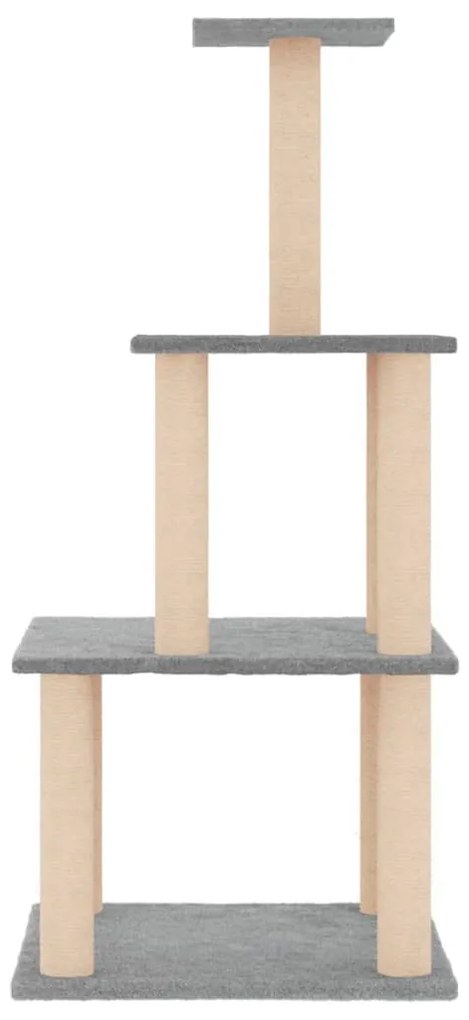Árvore p/ gatos c/ postes arranhadores sisal 111 cm cinza-claro
