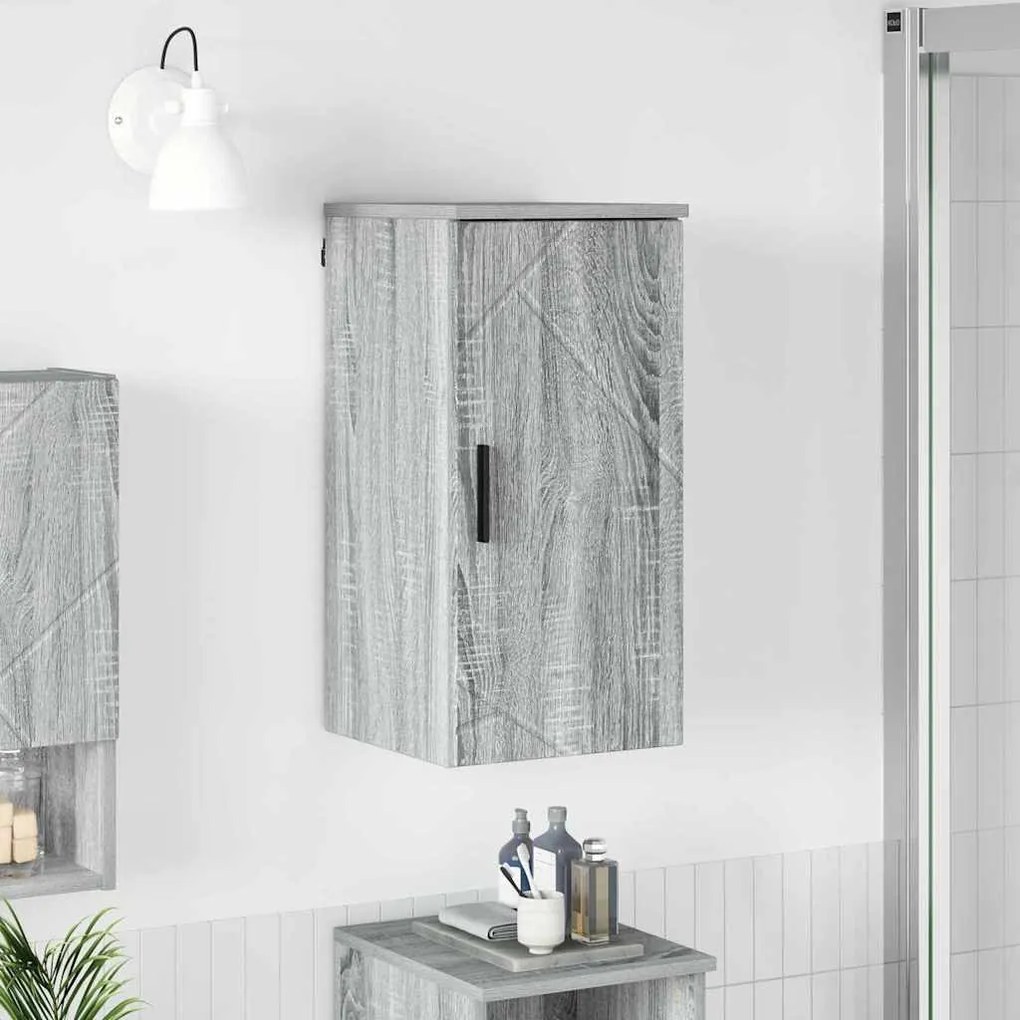 vidaXL Armário de Banheiro com porta Sonoma cinzento 30 x 31,5 x 61 cm