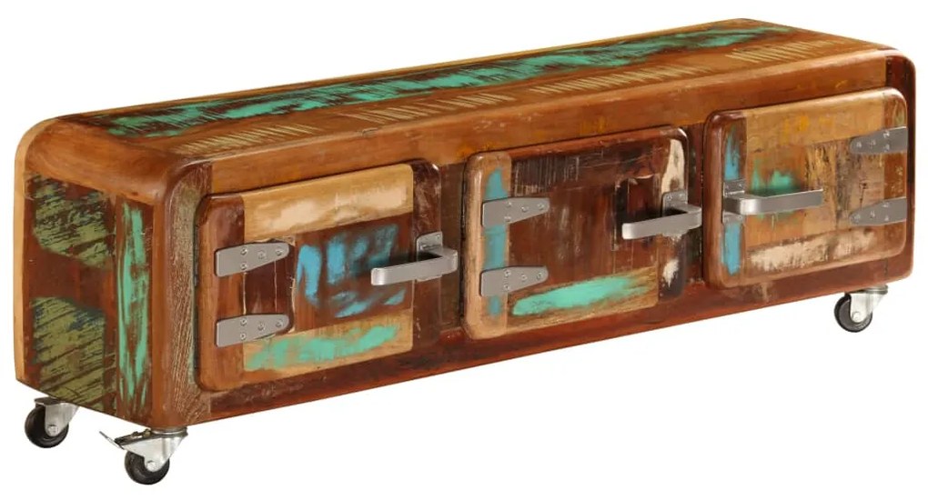 Móvel de TV 120x30x37 cm madeira recuperada maciça