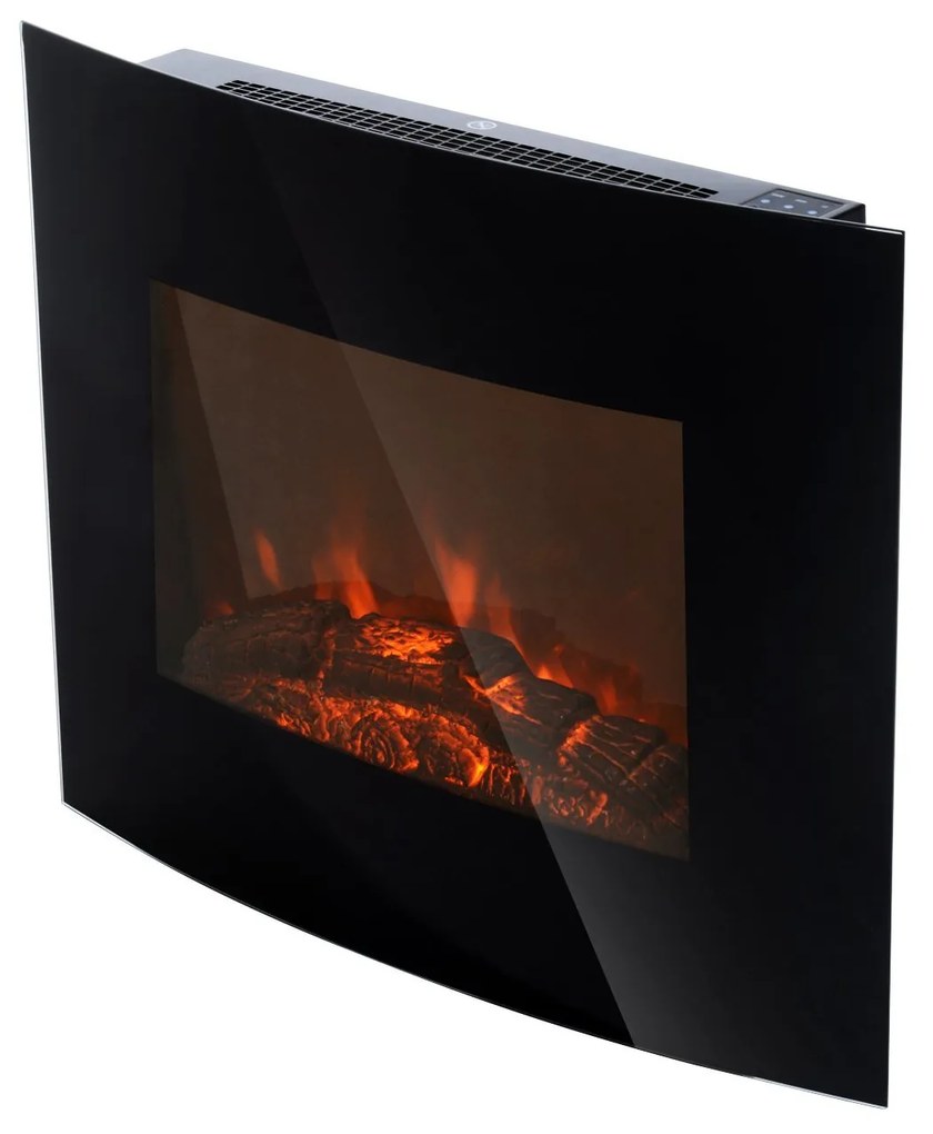 HomCom® Lareira Eléctrica tipo Aquecedor de parede 900W/1800W – 65x11.4x52cm