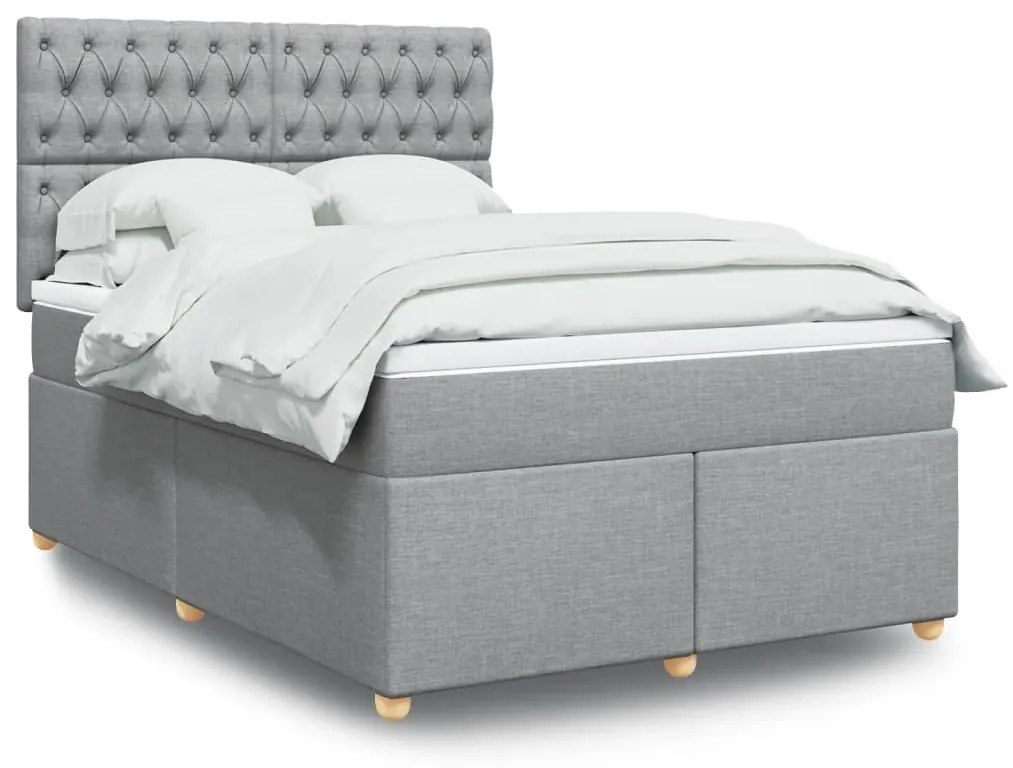 vidaXL Cama com molas/colchão 140x200 cm tecido cinzento-claro