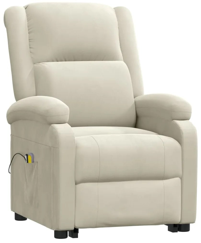 Poltrona de massagens veludo cor creme