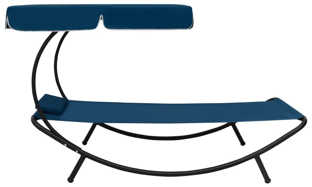 Espreguiçadeira com toldo e almofada azul