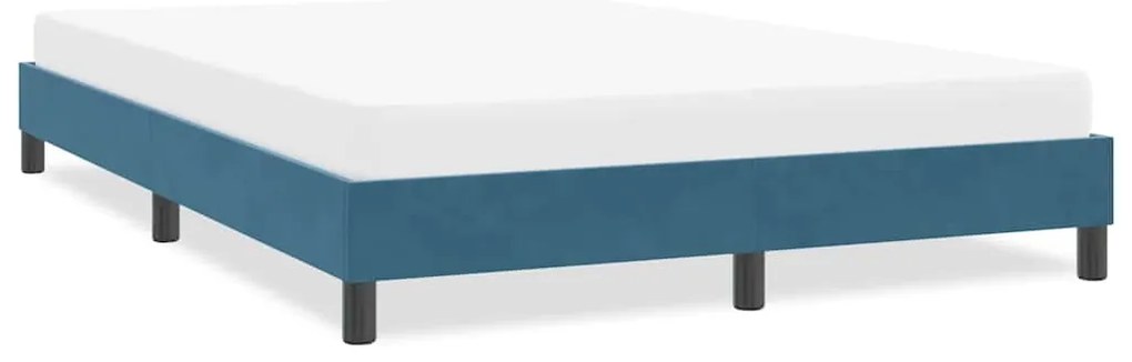 Estrutura de cama sem colchão 140x210 cm veludo azul-escuro