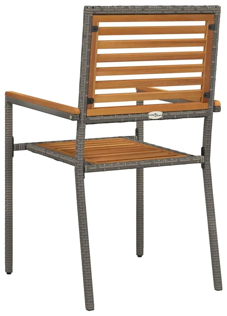 Cadeiras de Jardim Empilháveis - 2 pcs em Rattan Poliéster Cinza