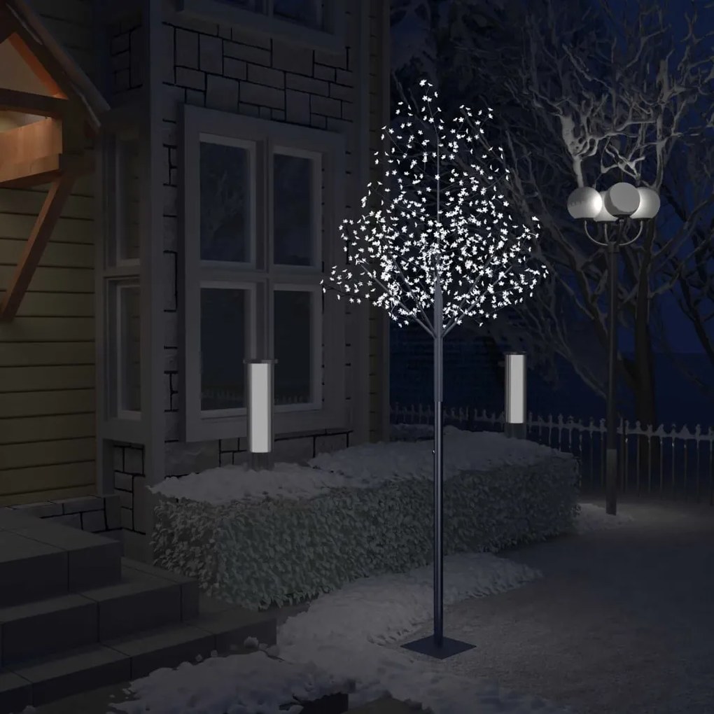 vidaXL Árvore de Natal 600 LED flor cerejeira luz branco frio 300 cm