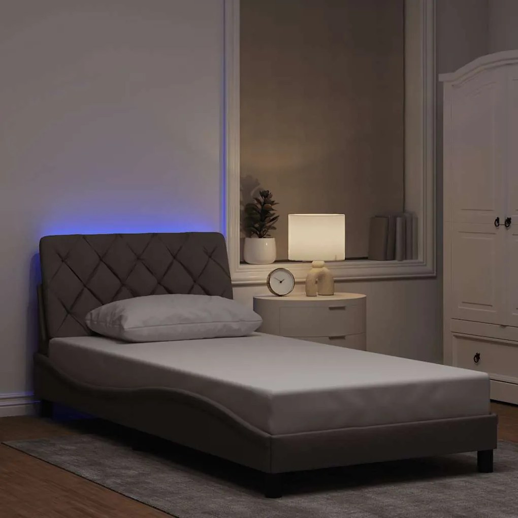 Estrutura cama com LED sem colchão 100x200 cm tecido