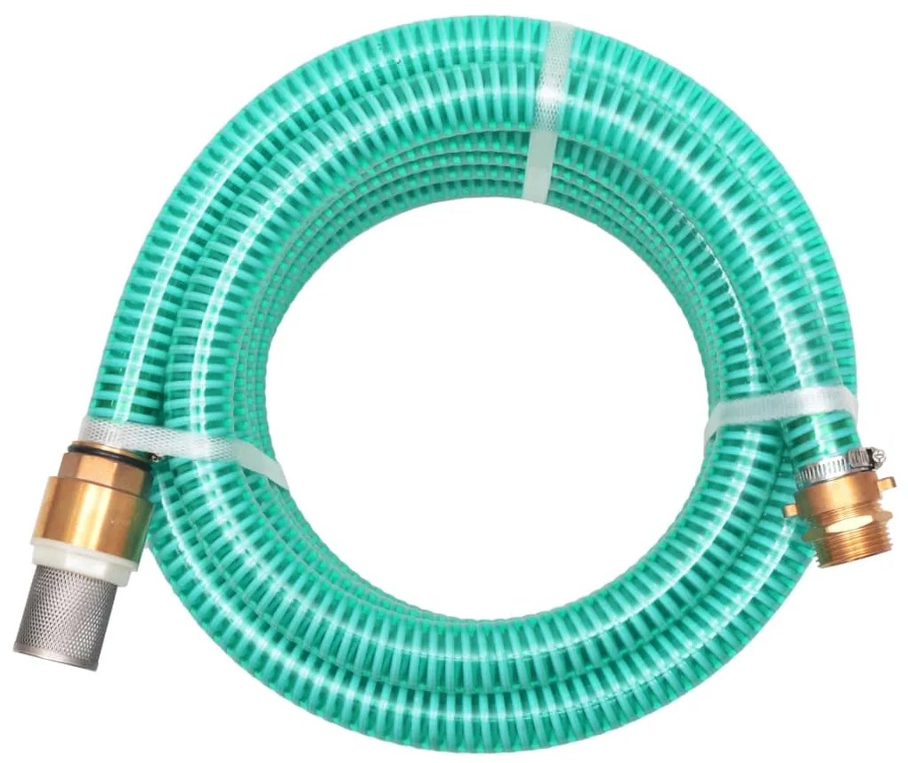 142885 vidaXL Mangueira de sucção com conectores de latão 7 m 25 mm verde