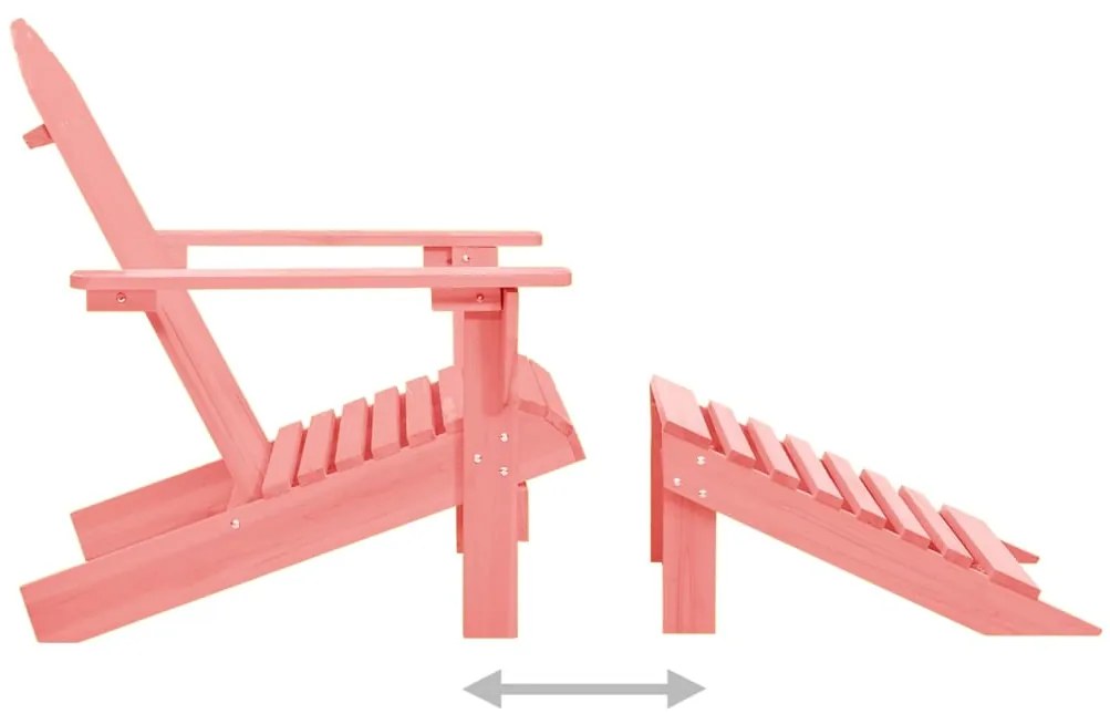 Cadeira Adirondack para jardim com otomano abeto maciço rosa