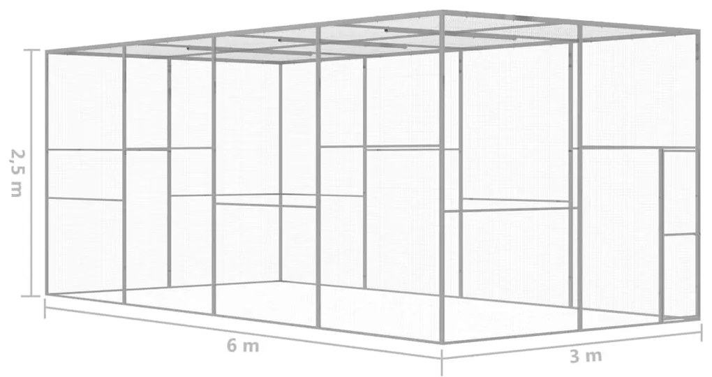 Jaula para gatos 6x3x2,5 m aço galvanizado