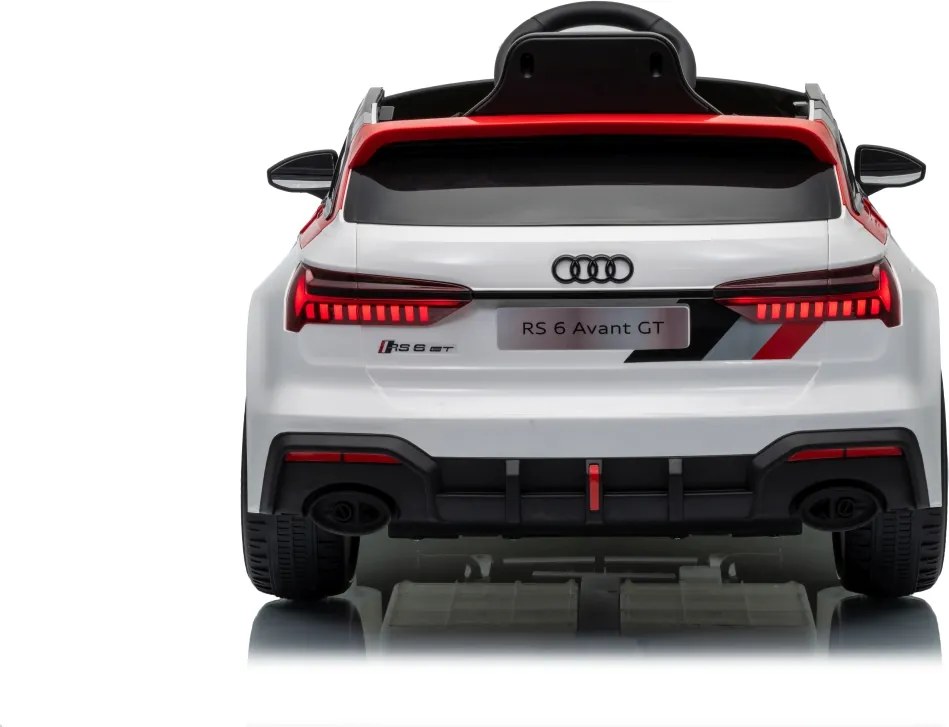 Carro elétrico para Crianças 12V 4x4 Audi RS6 Avant GT Rodas de espuma EVA, Assento Couro ecológico Branco