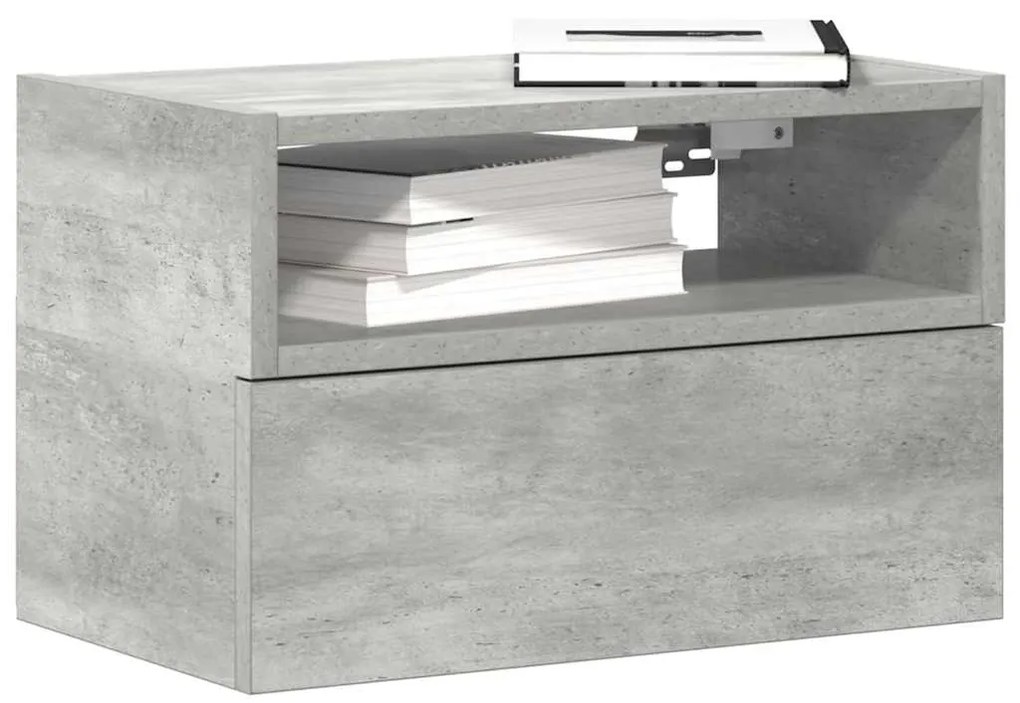 Mesas de cabeceira de parede 2pcs 45x26x28,5cm cinzento cimento