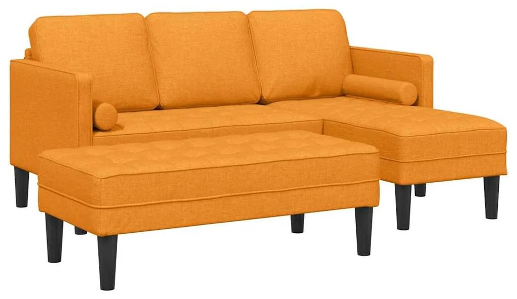 Conjunto de Sofá de 2 Peças com Almofadas Tecido Amarelo Escuro