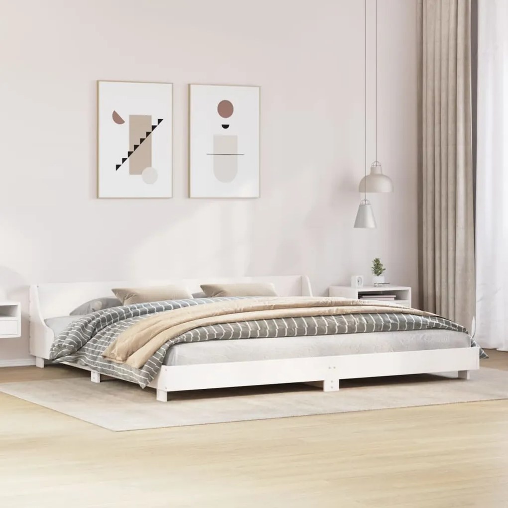 vidaXL Cama sem colchão 200x200 cm madeira de pinho maciça branco
