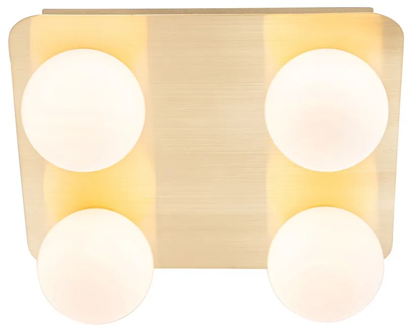 Candeeiro de teto moderno para casa de banho quadrado em latão 4 luzes - Cederic