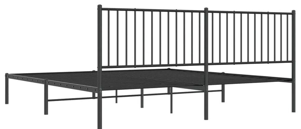 Estrutura de cama com cabeceira 200x200 cm metal preto